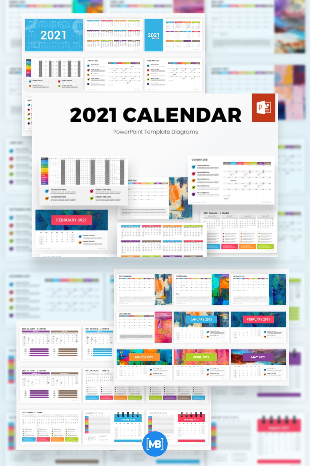 2021 calendar powerpoint diagrams.