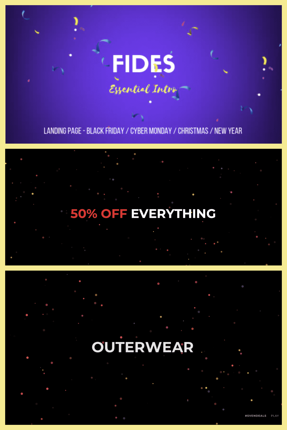 Black Friday landing page with purple background and confetti.