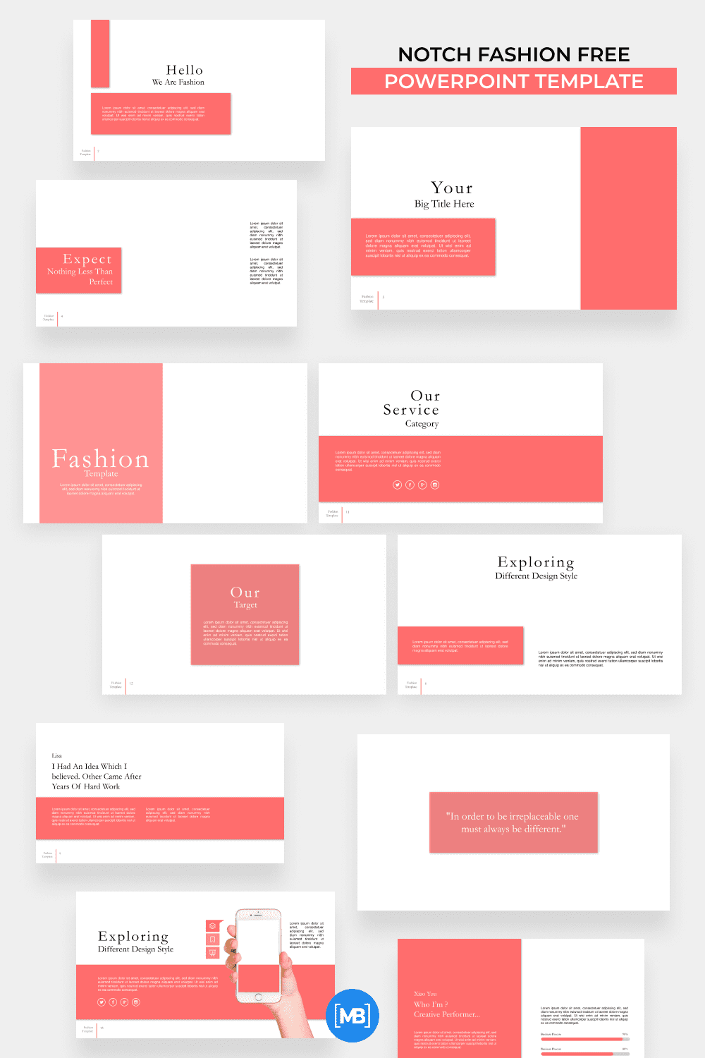 Notch Fashion Free PowerPoint Template.