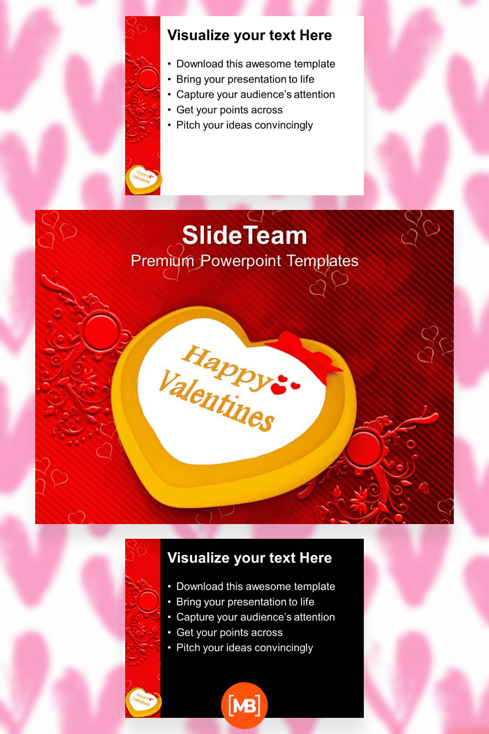 Valentine cake decorated heart powerpoint templates.