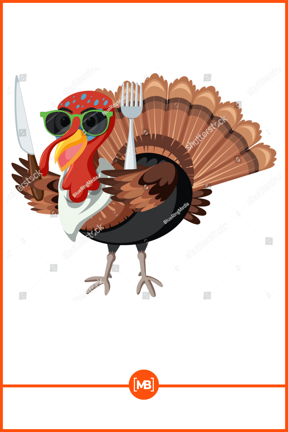A Turkey character on white background illustration.