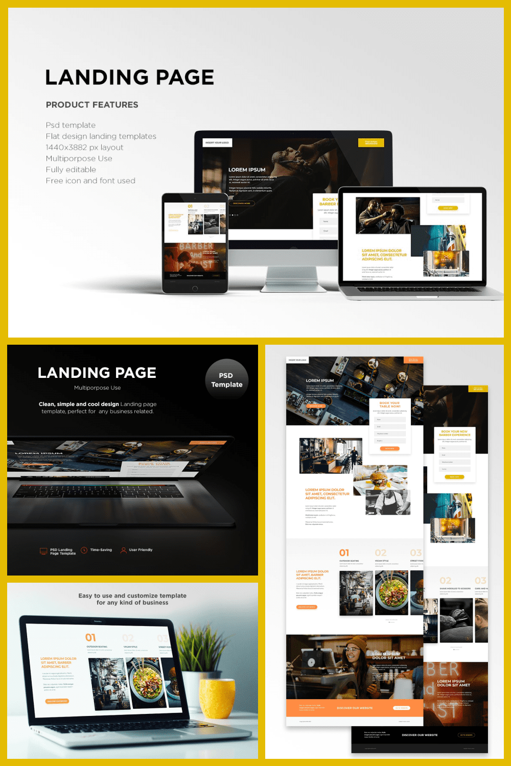 Customizable Multipurpose Landing Page with Man in Barber Shop.
