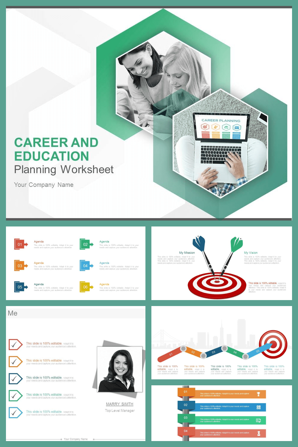 Career and education planning worksheet powerpoint template.