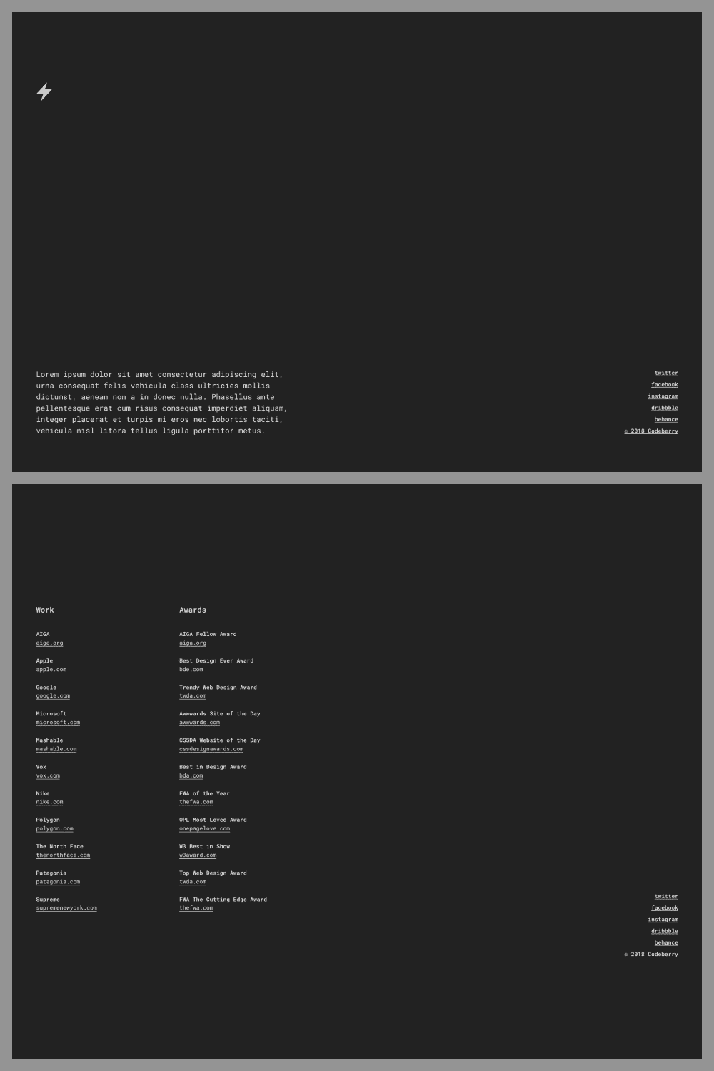 Landing Page with Typewritter Text on Black Background.