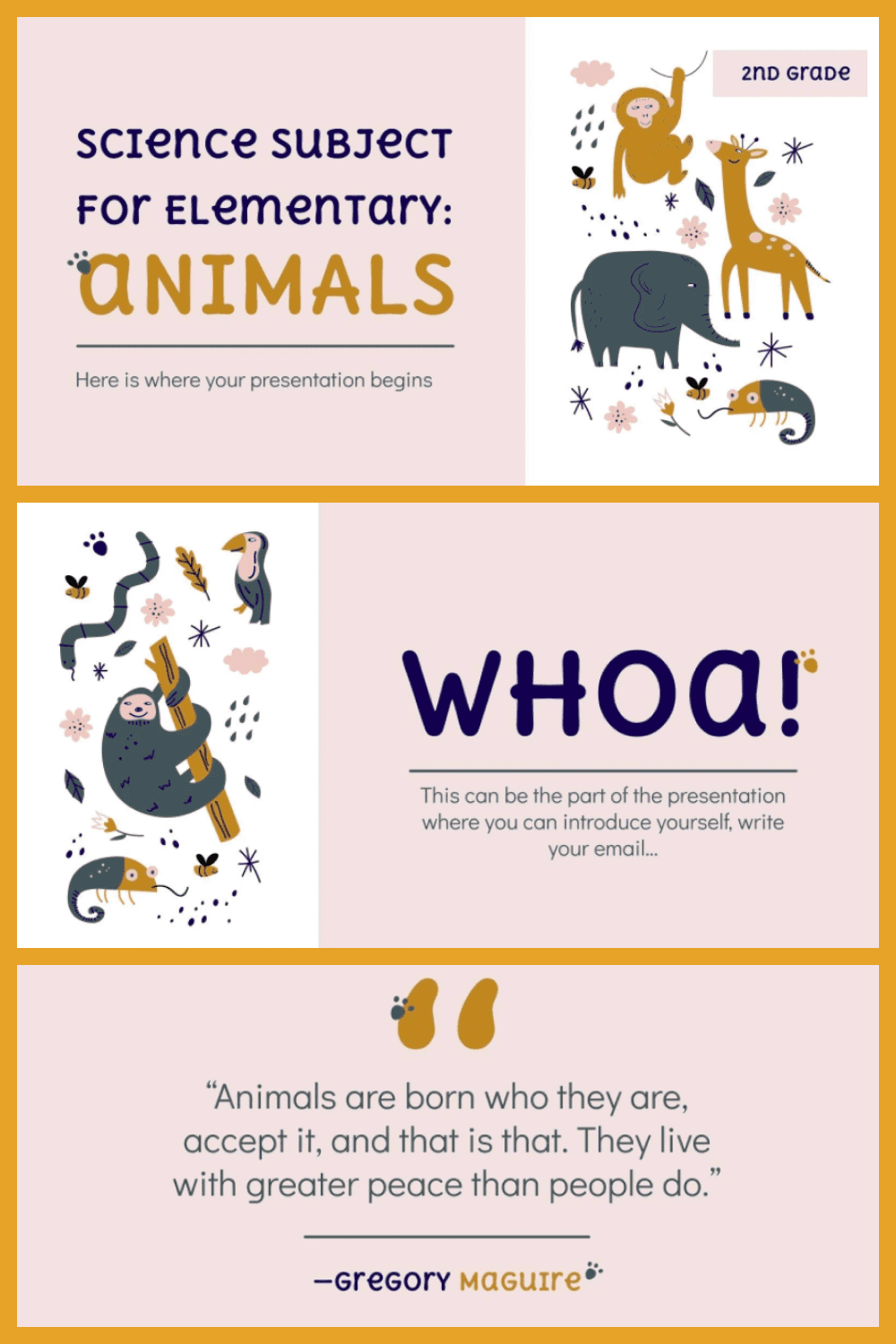 Science subject for elementary: animals.