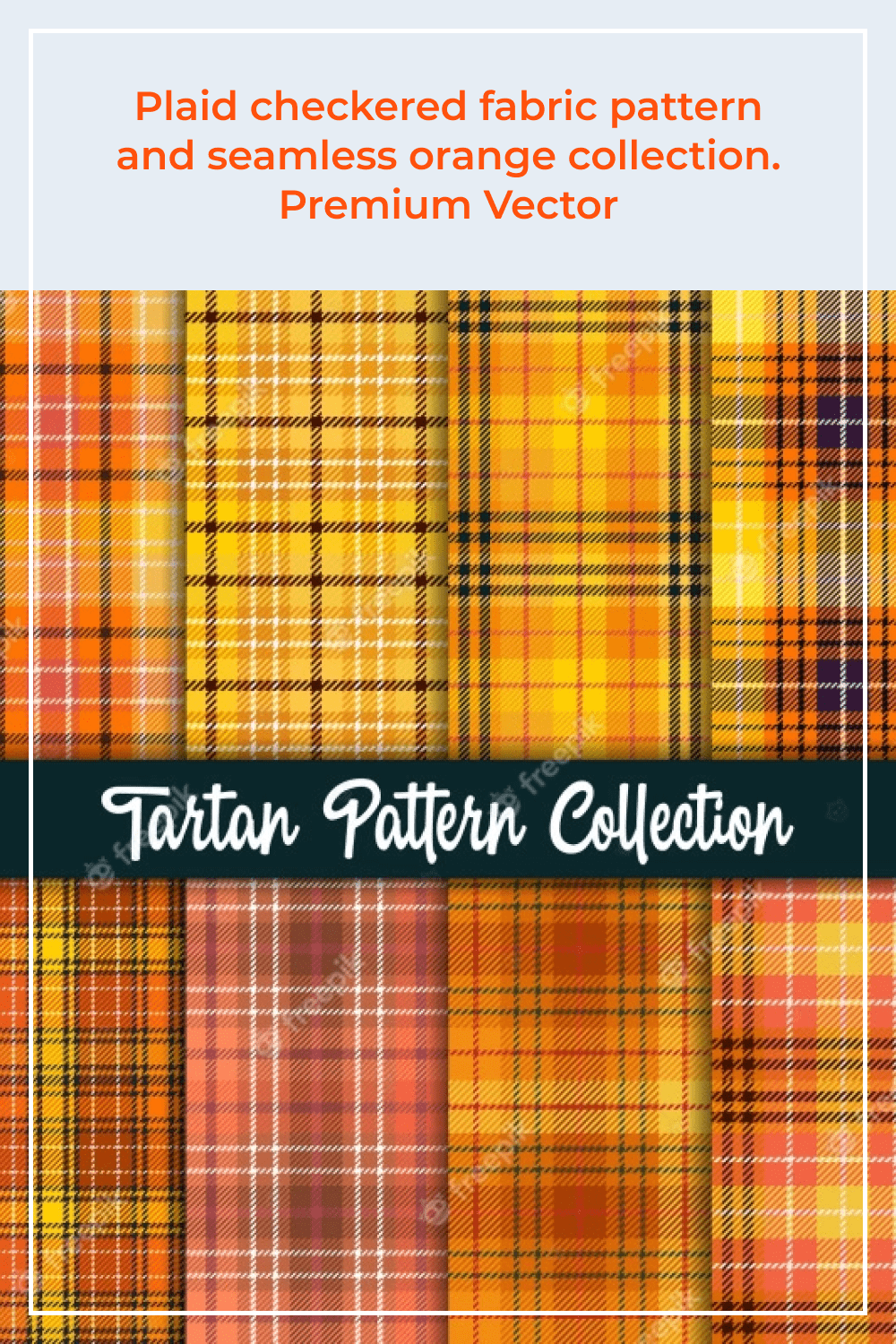 Plaid checkered fabric pattern and seamless orange collection.