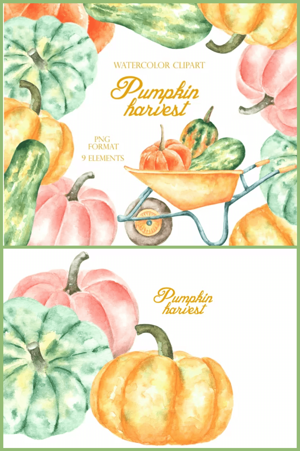 Pumpkin watercolor clipart.