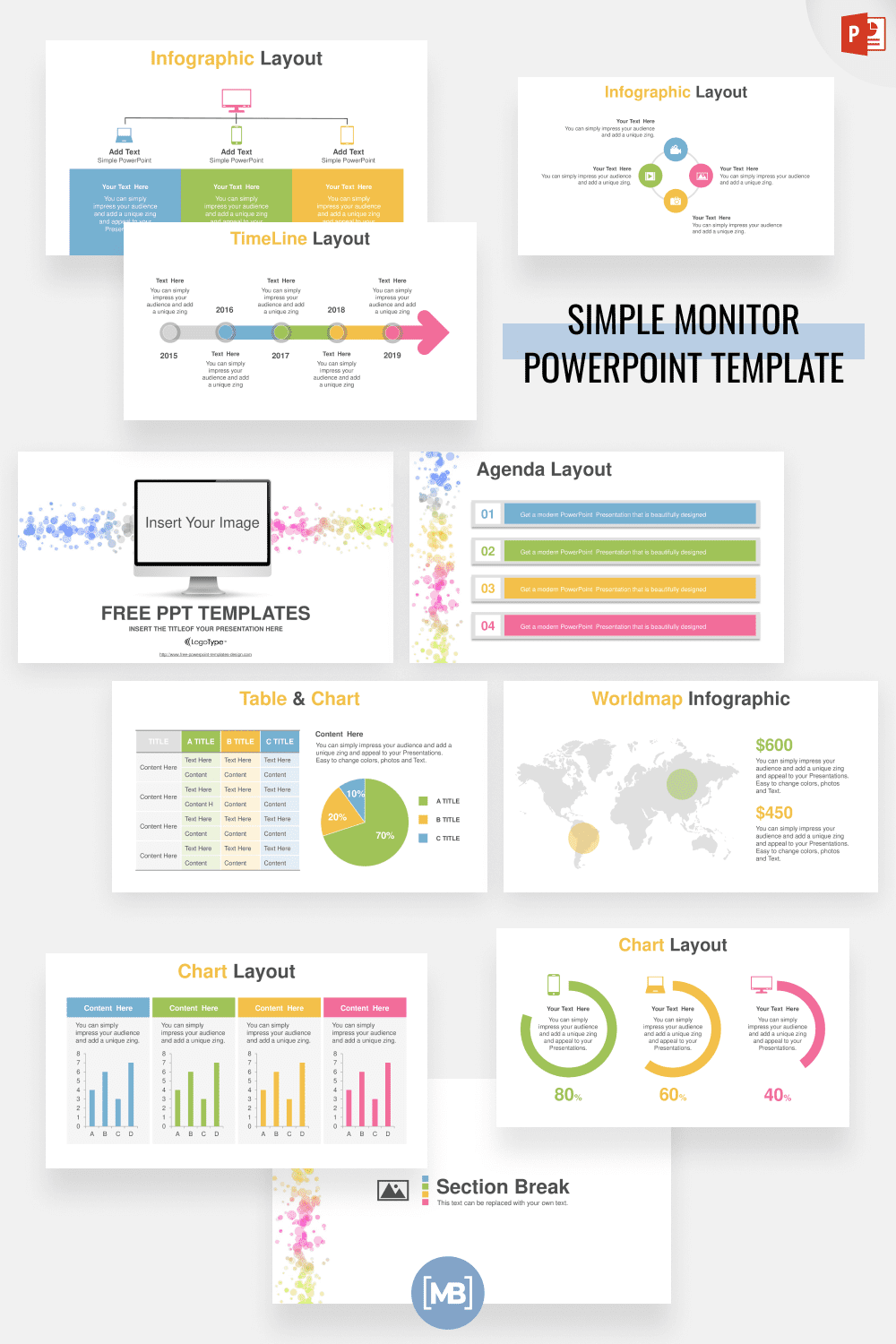 Simple monitor powerpoint template.