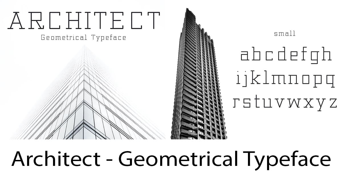 Modern geometric font.
