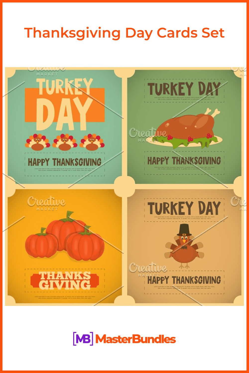 Thanksgiving day cards set.