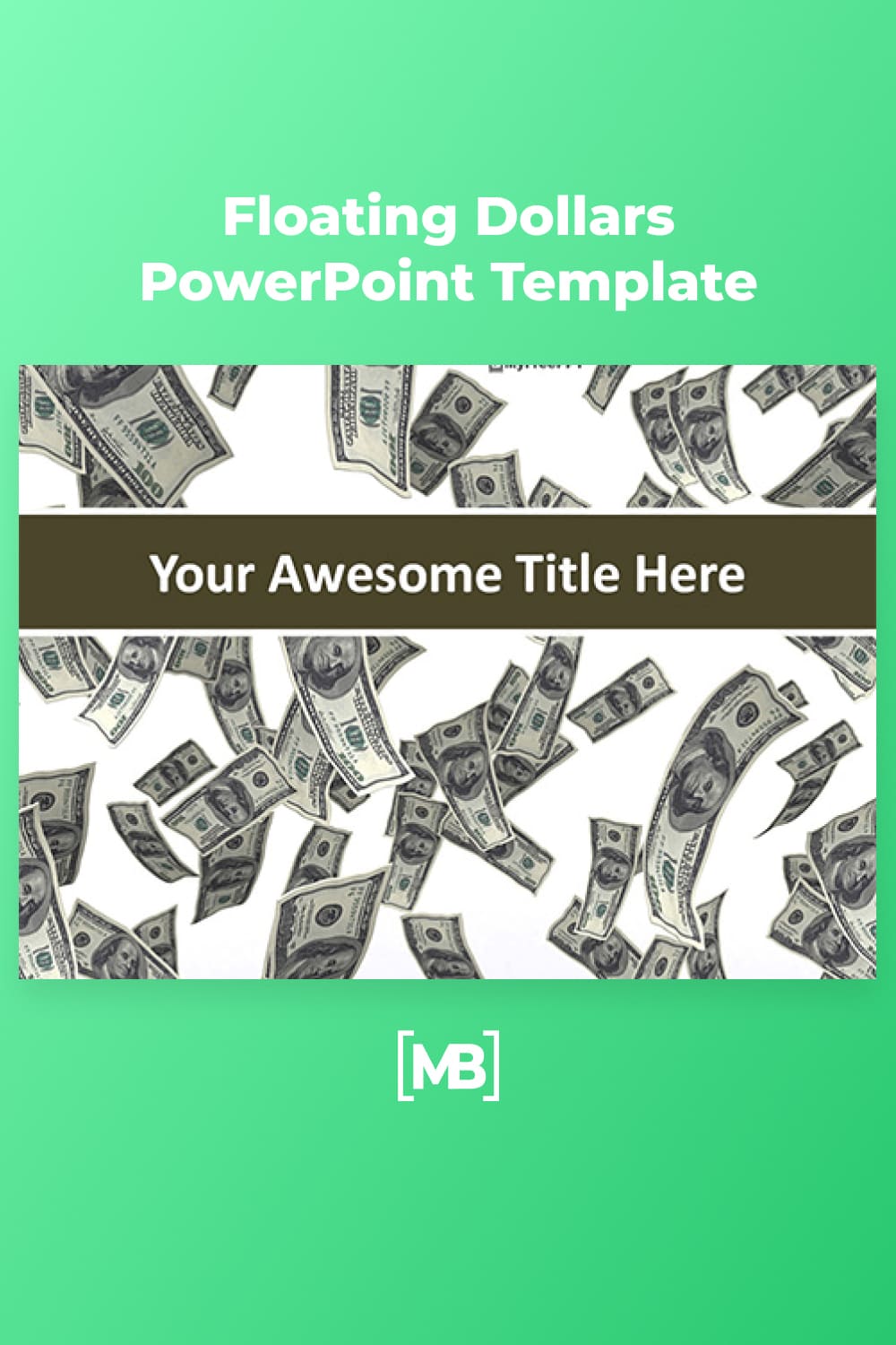 Floating dollars powerpoint template.