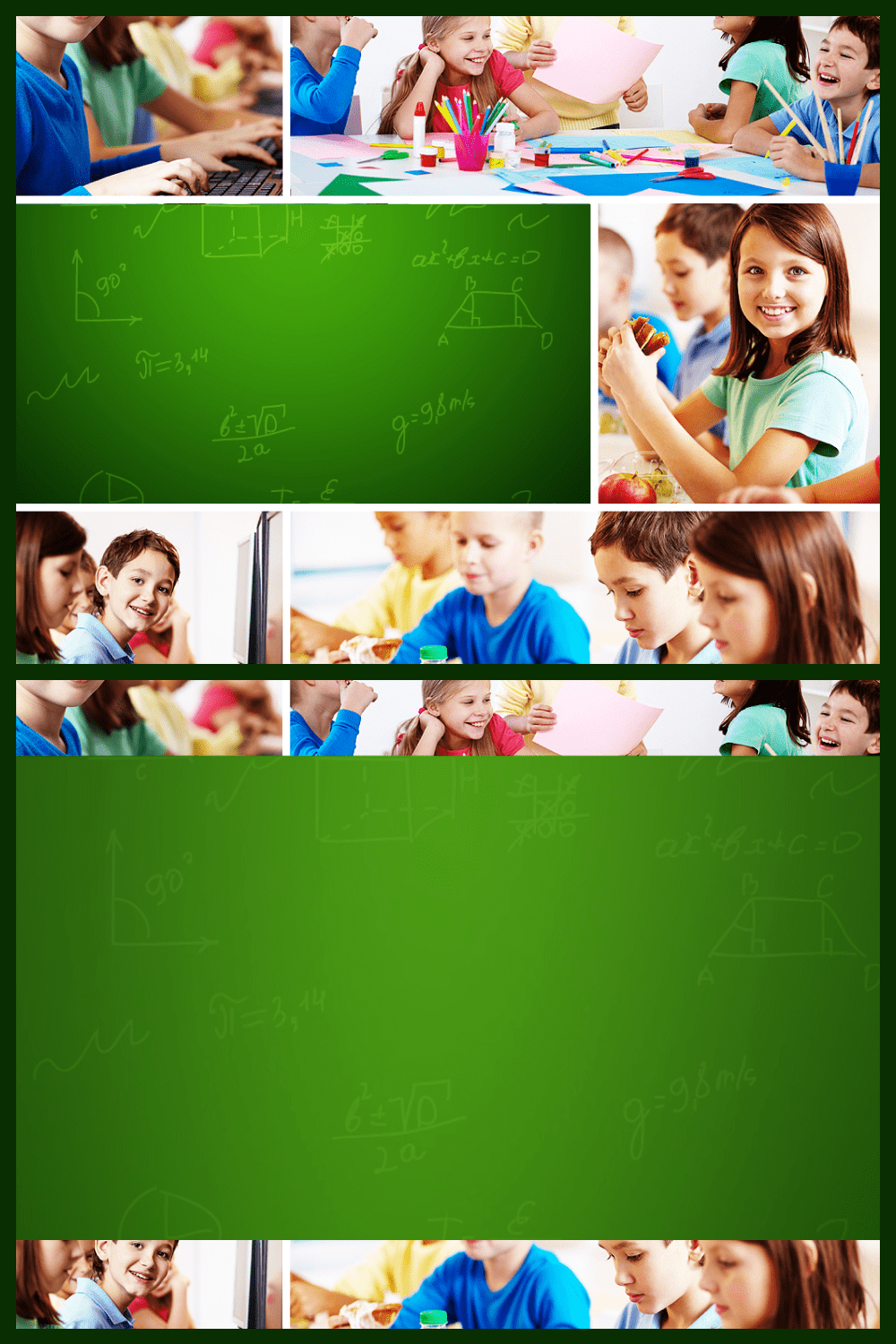Green template for school topics.