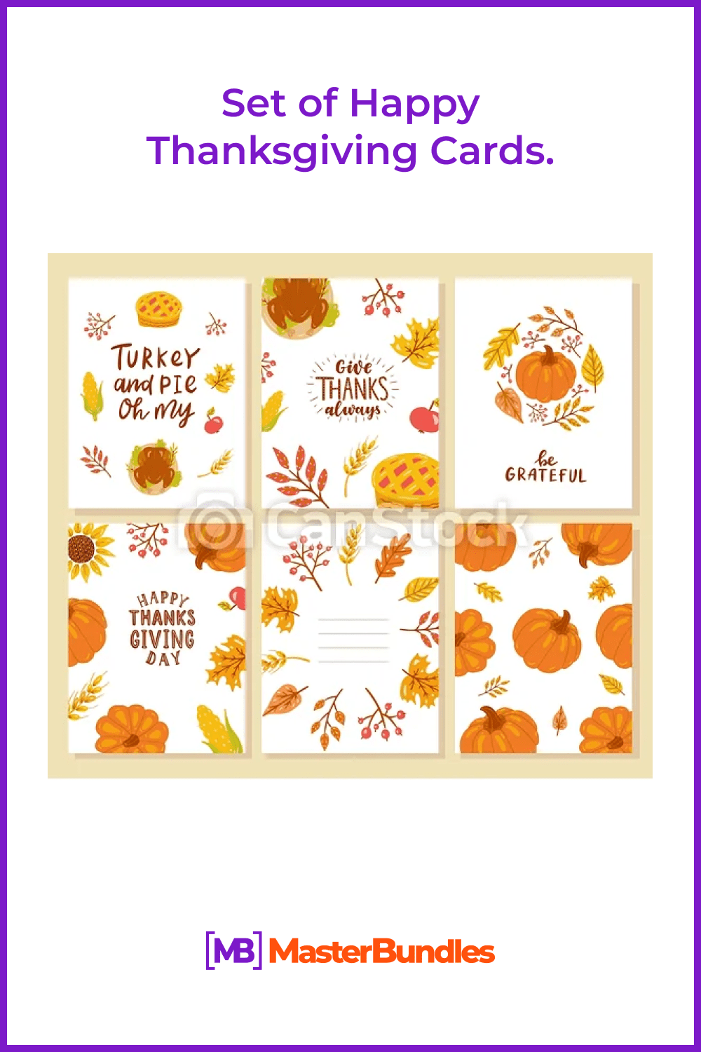 Set of Happy Thanksgiving Cards.