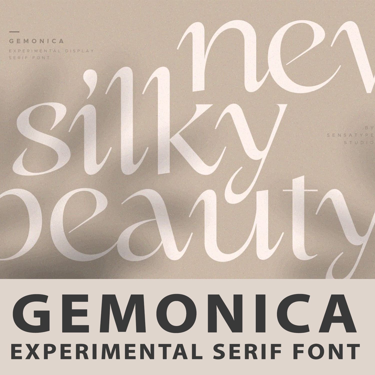 Gemonica - experimental serif font main cover.