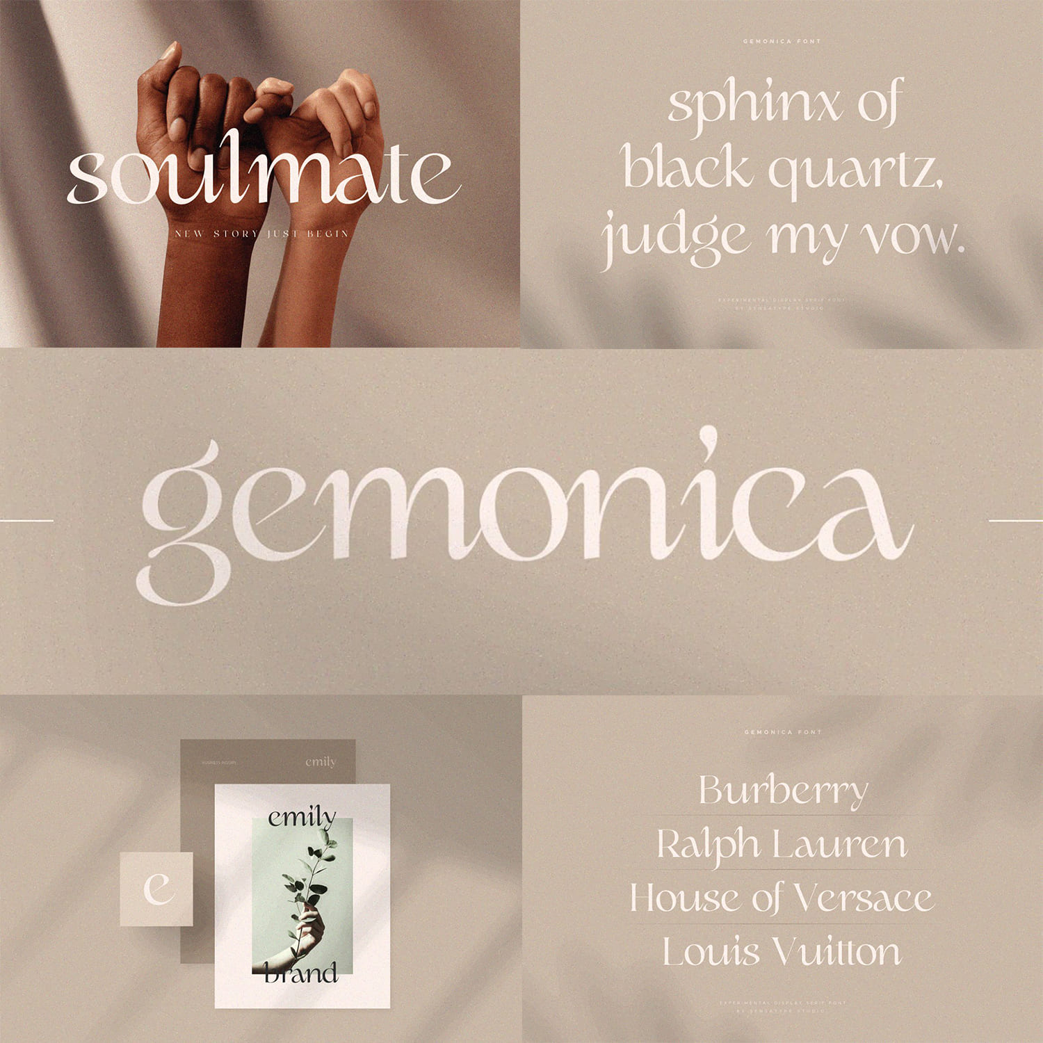 Gemonica - experimental serif font cover image.