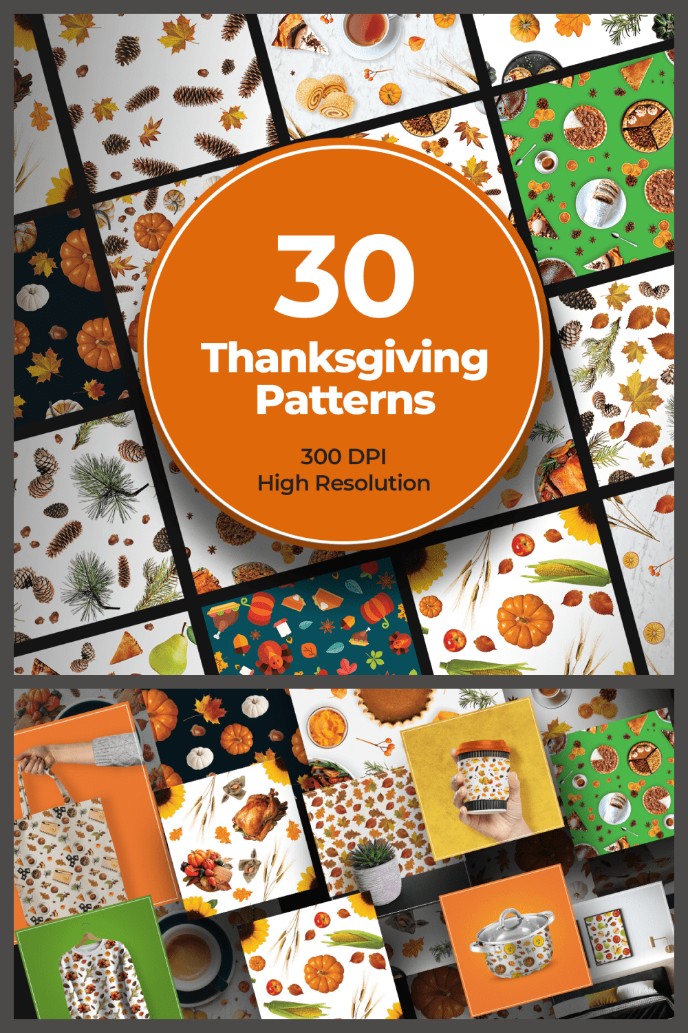 Big collection of the colorful Thanksgiving patterns.