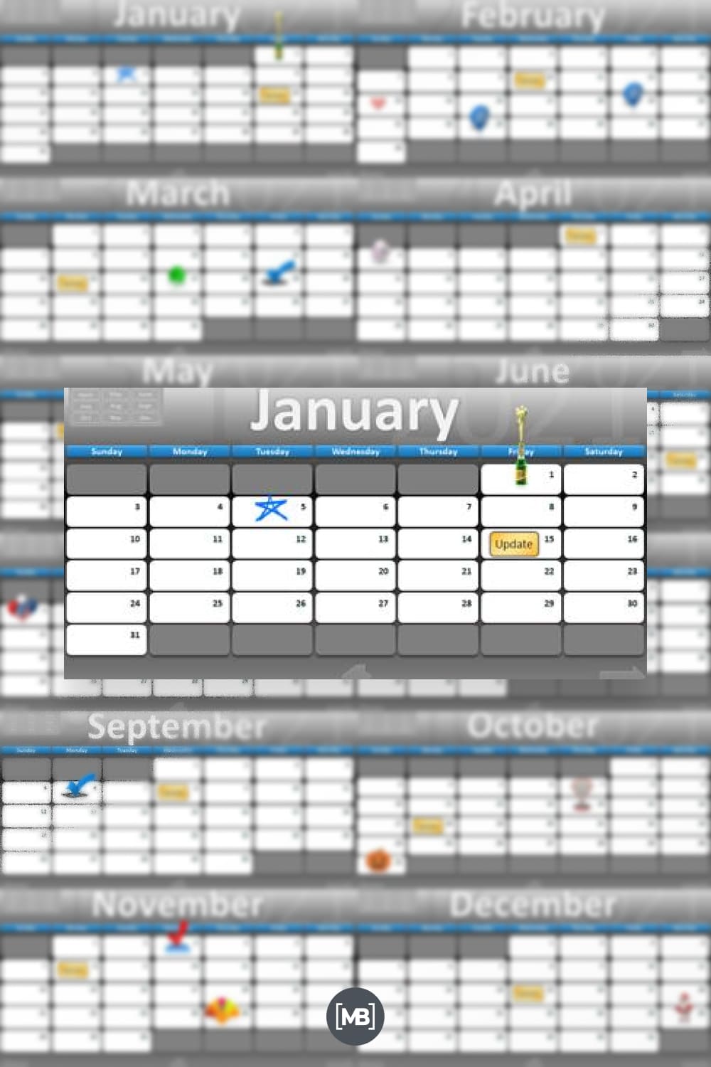Interactive powerpoint calendar.