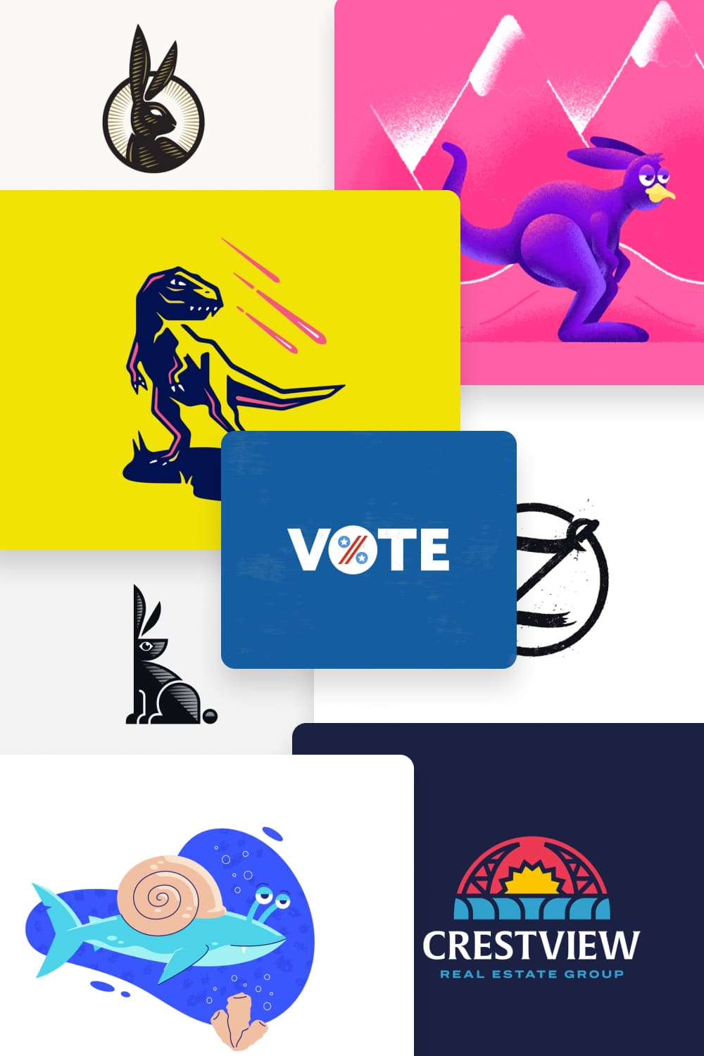 Vibrant creative illustrations that can be a cool addition to your logo or standalone image.