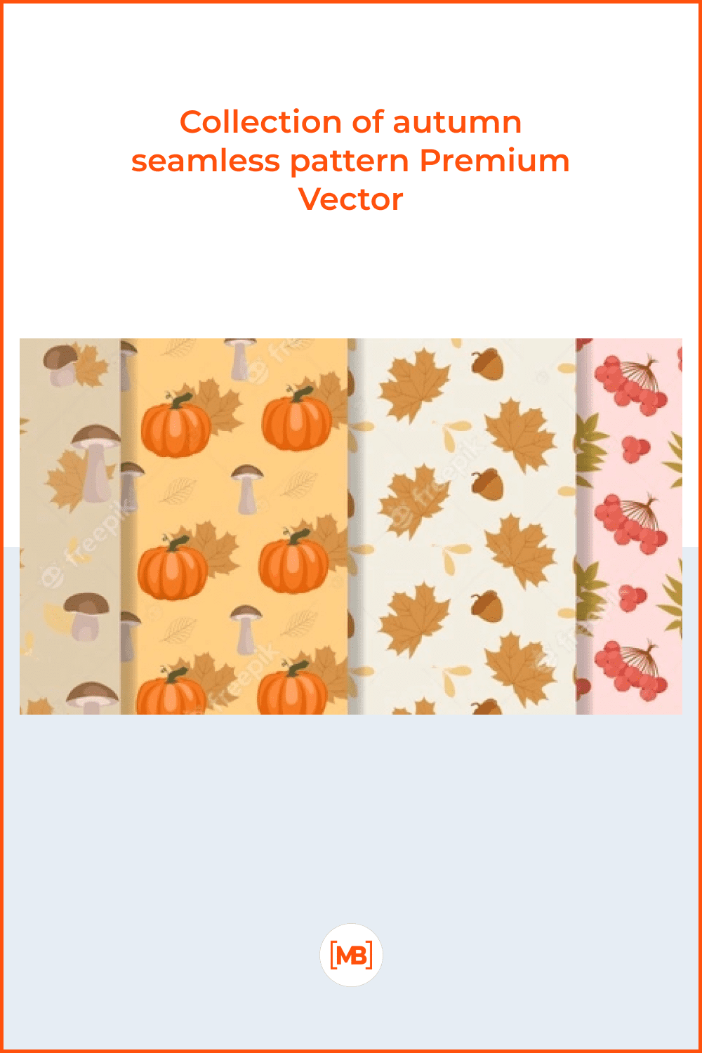 Collection of autumn seamless pattern Premium Vector.
