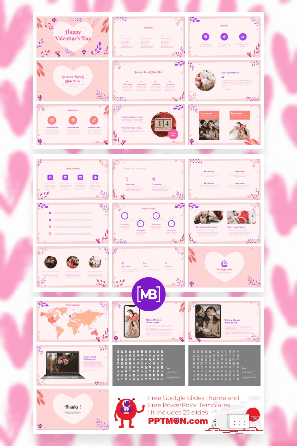 Valentine’s Day free powerpoint template.