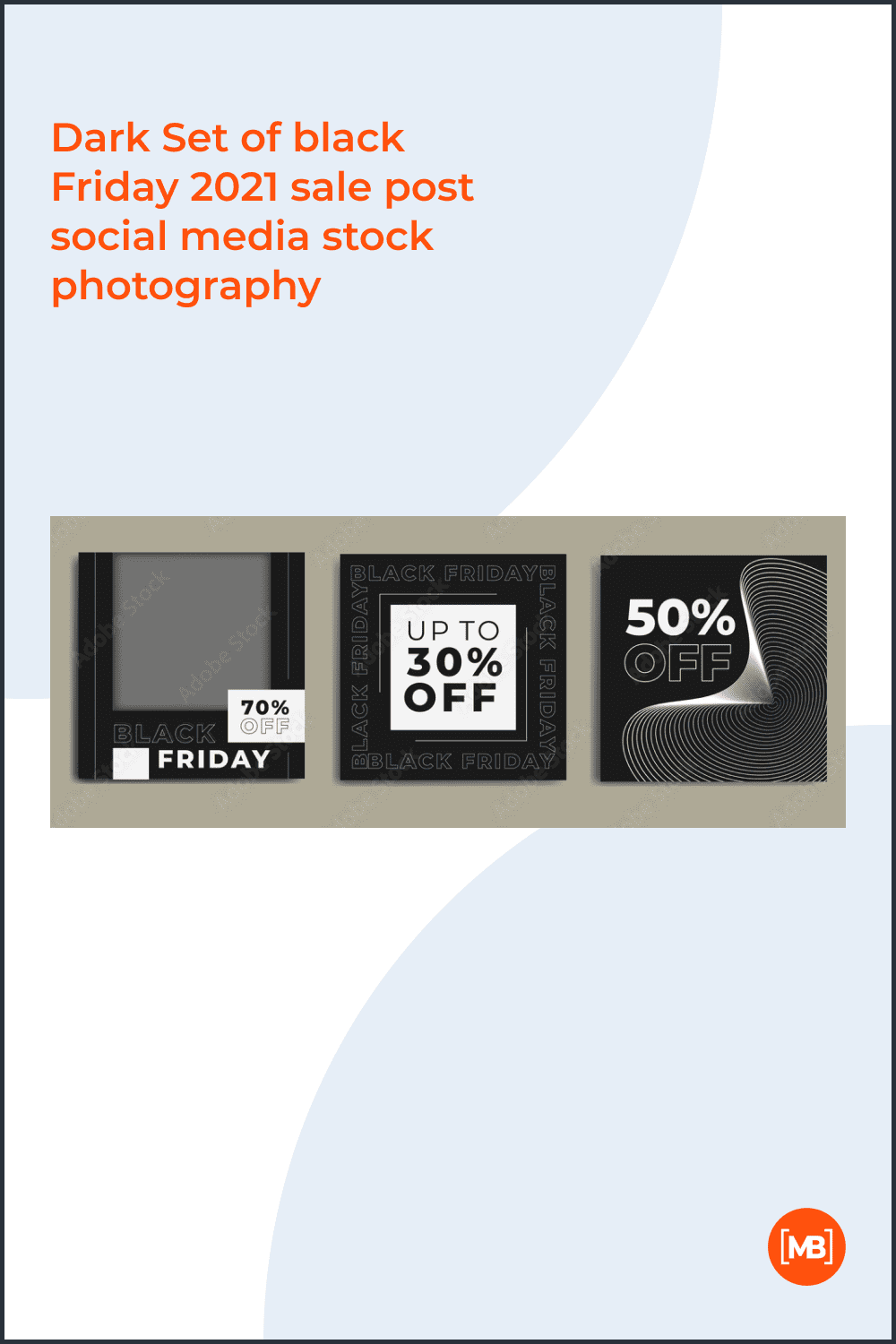 Dark Set of Black Friday sale post social media stock photography.