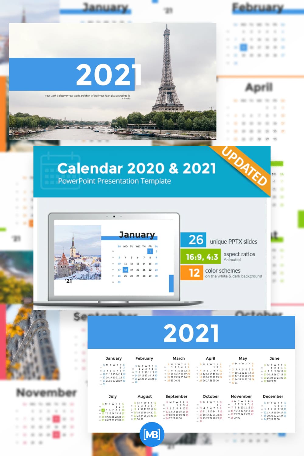 Calendar 2021 and 2020 powerpoint presentation template.