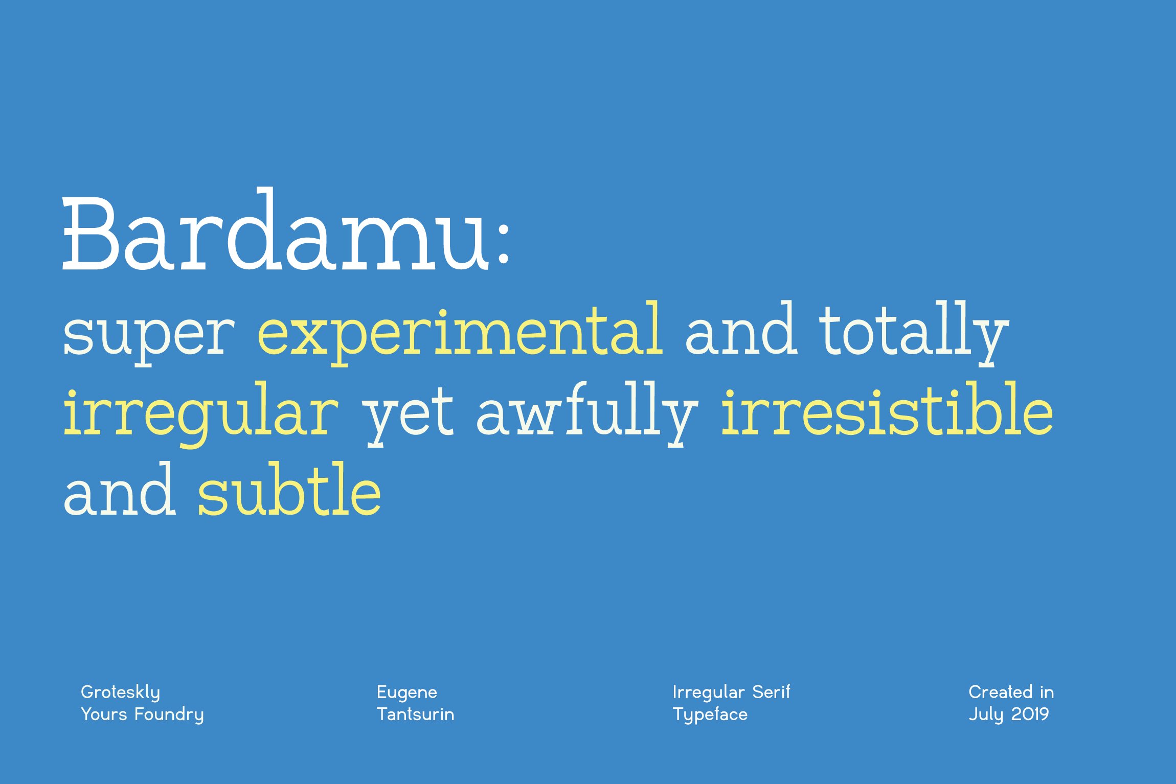 Some styles of Bardamu font.