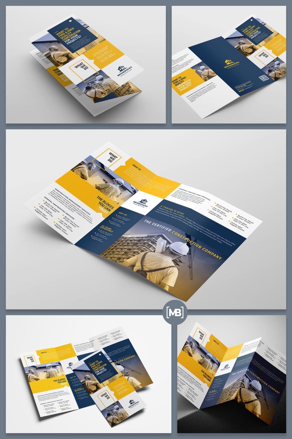 Construction tri-fold brochure template.
