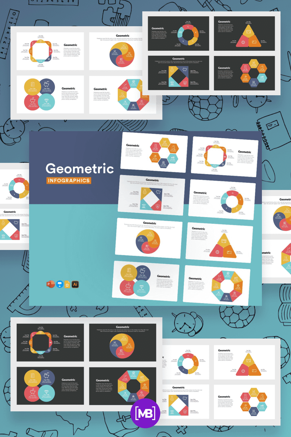 Geometric for education infographics powerpoint template.