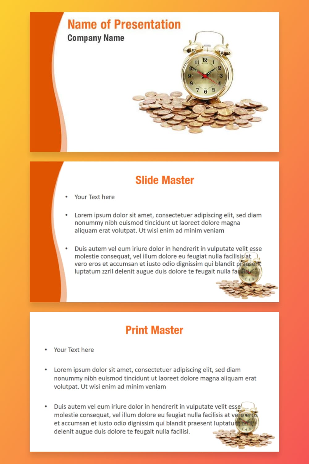 Time and money powerpoint template.