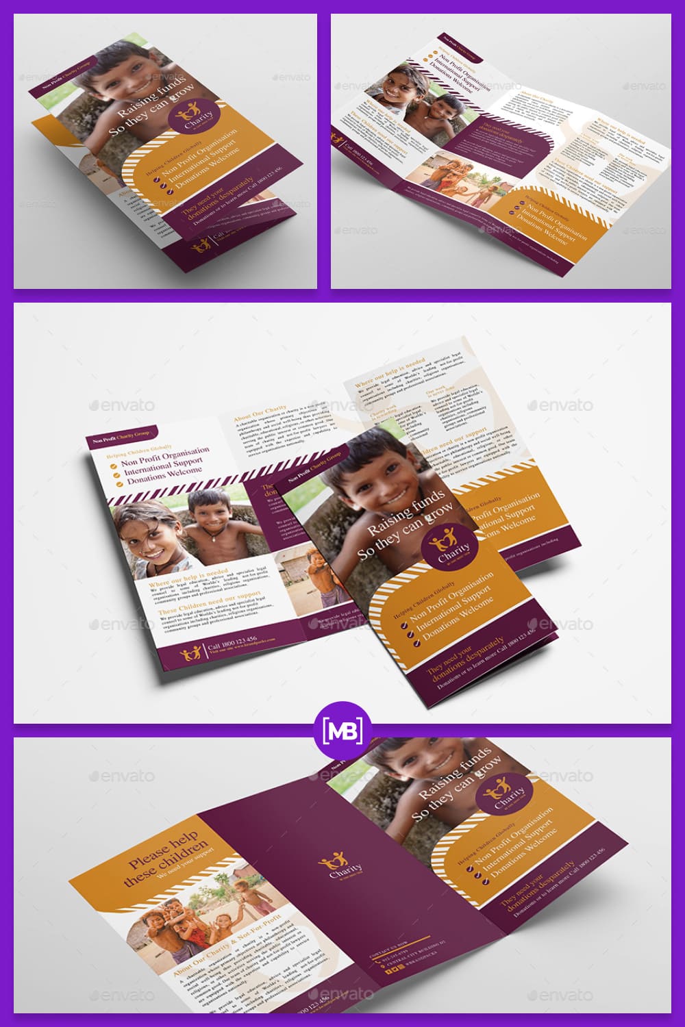 Charity Tri-fold brochure template.