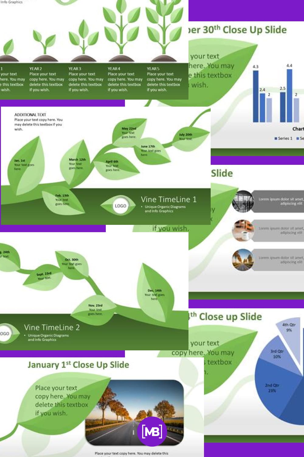Plant growth timeline for powerpoint template.