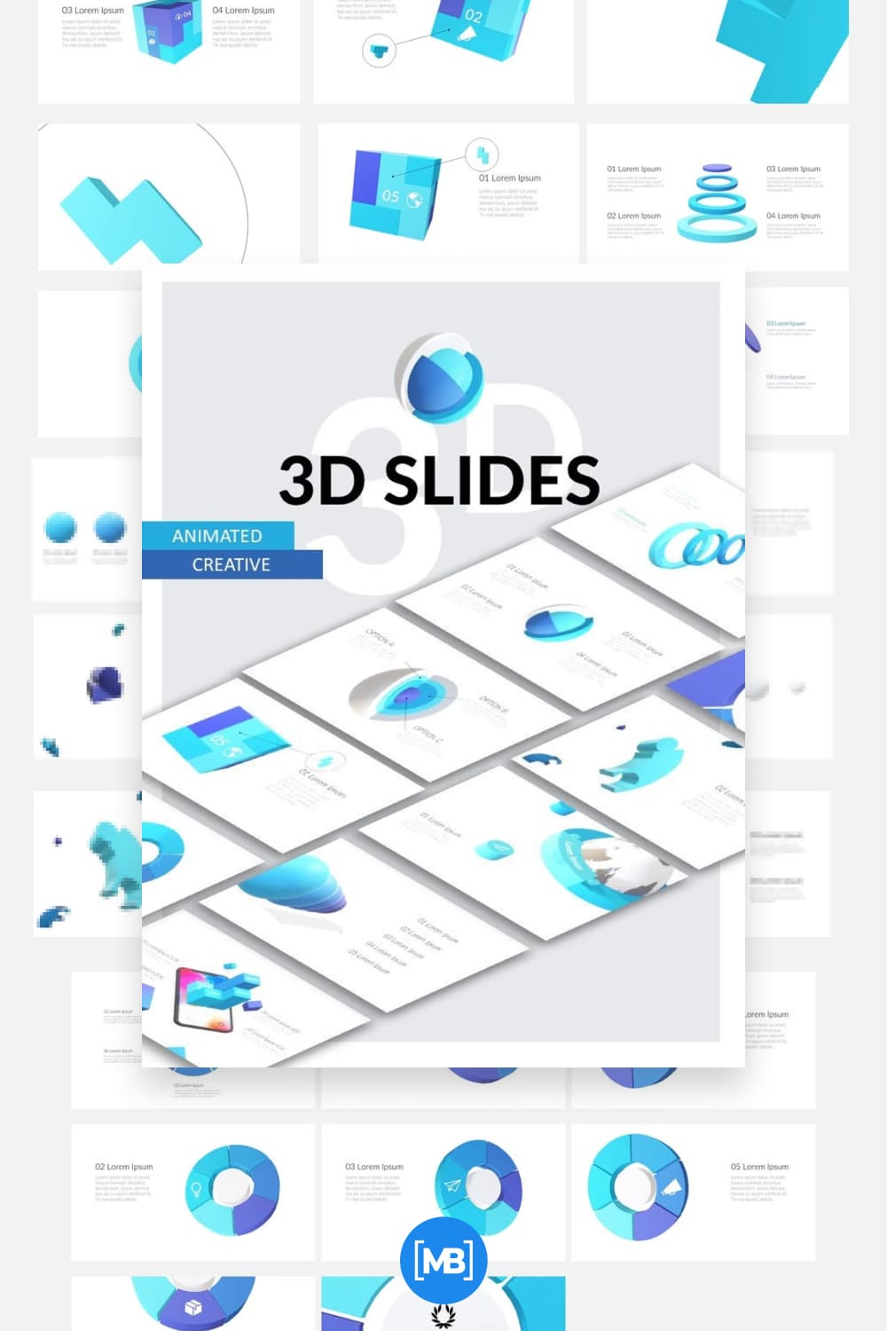 Animated 3D business presentation powerpoint template.