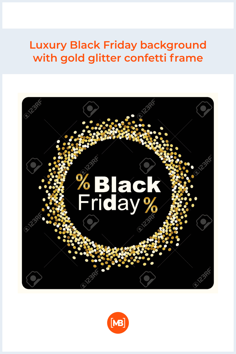 Black Friday Banner with Gold Glitter Confetti Frame.