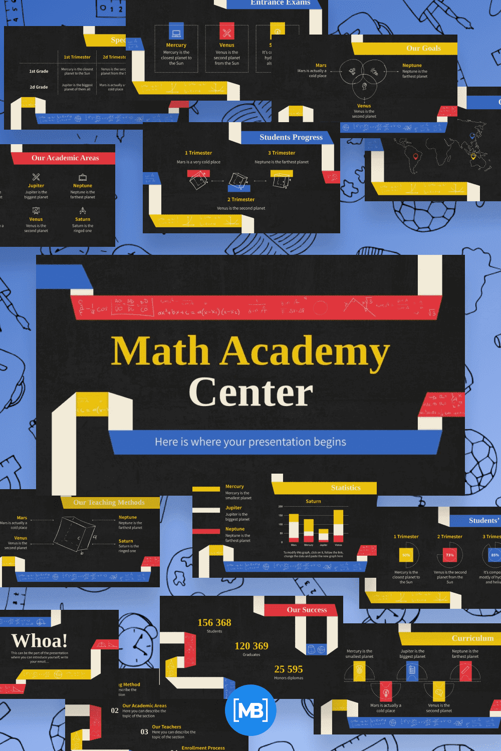 Math academy center powerpoint template.