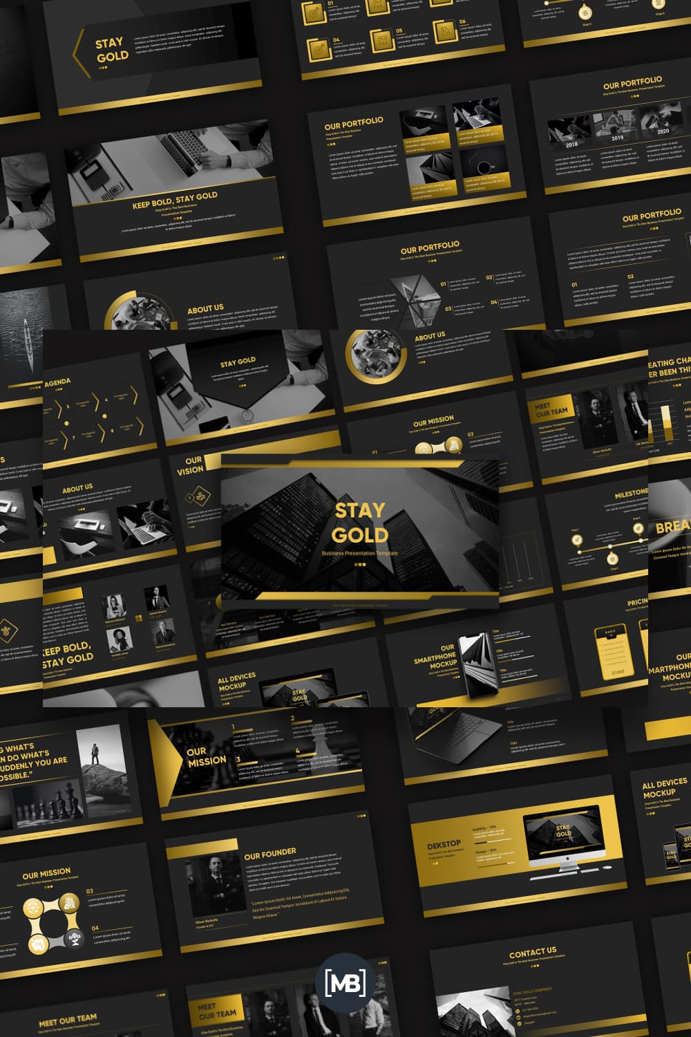 Stay gold business presentation powerpoint template.