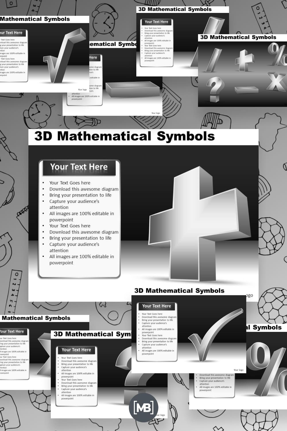 3D mathematical symbols powerpoint presentation.