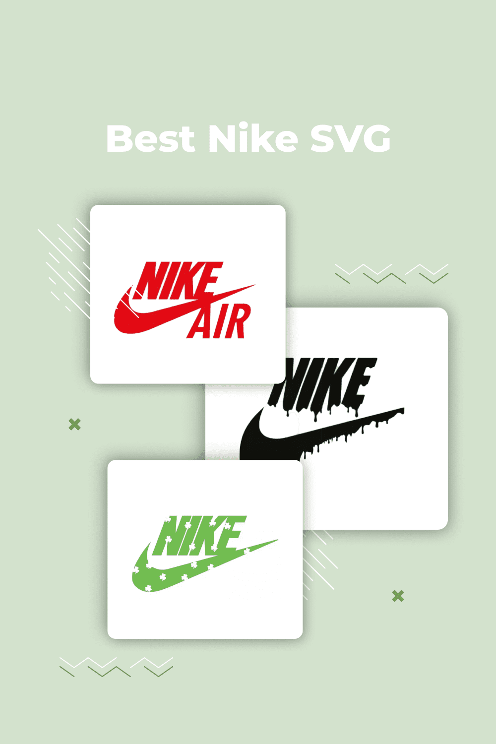 Group of four different logos on a green background.