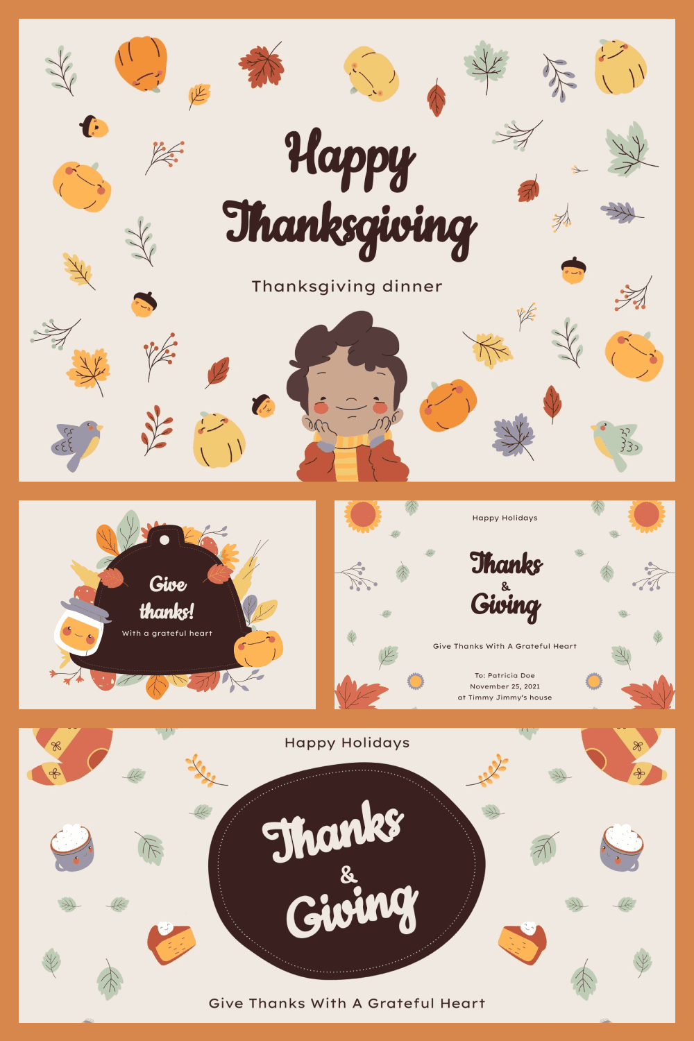 Cute and delicate Thanksgiving invitation.
