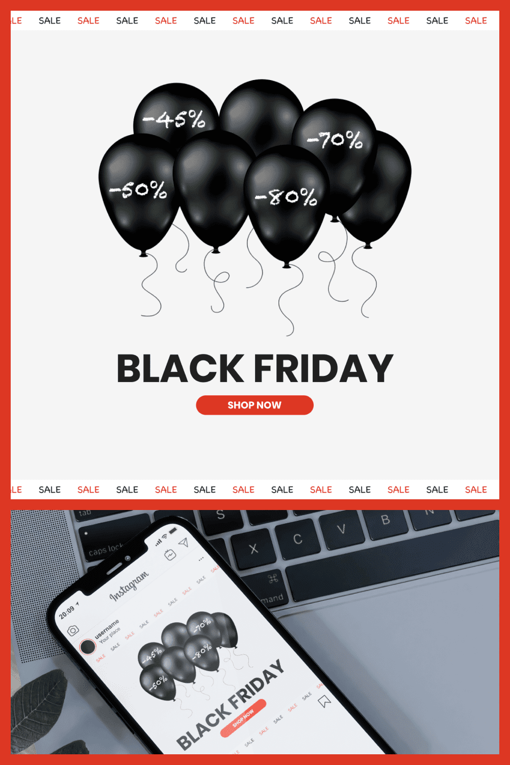 Minimalistic Black and White Social Media Promo Pack for Black Friday.