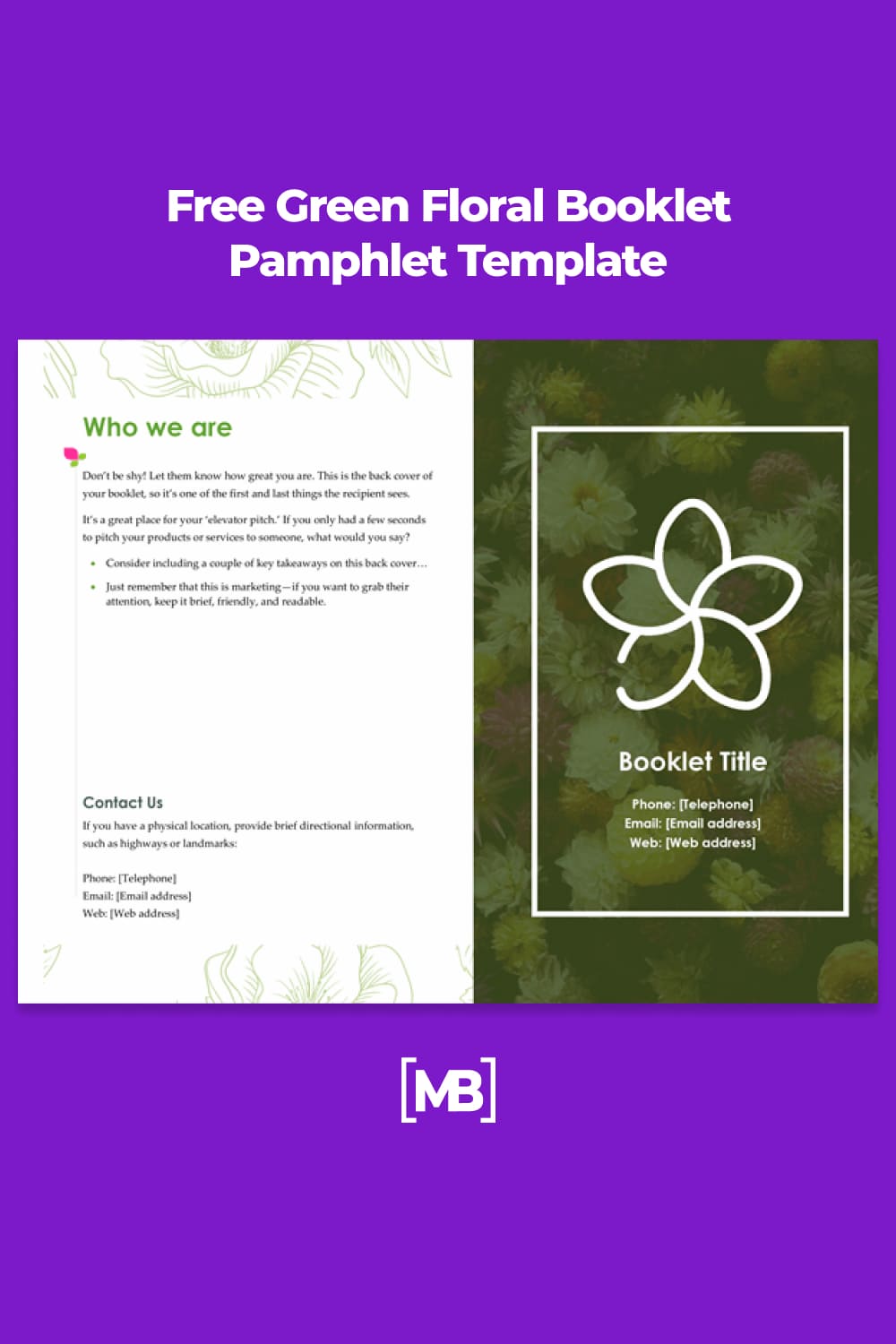 Green floral booklet pamphlet template.