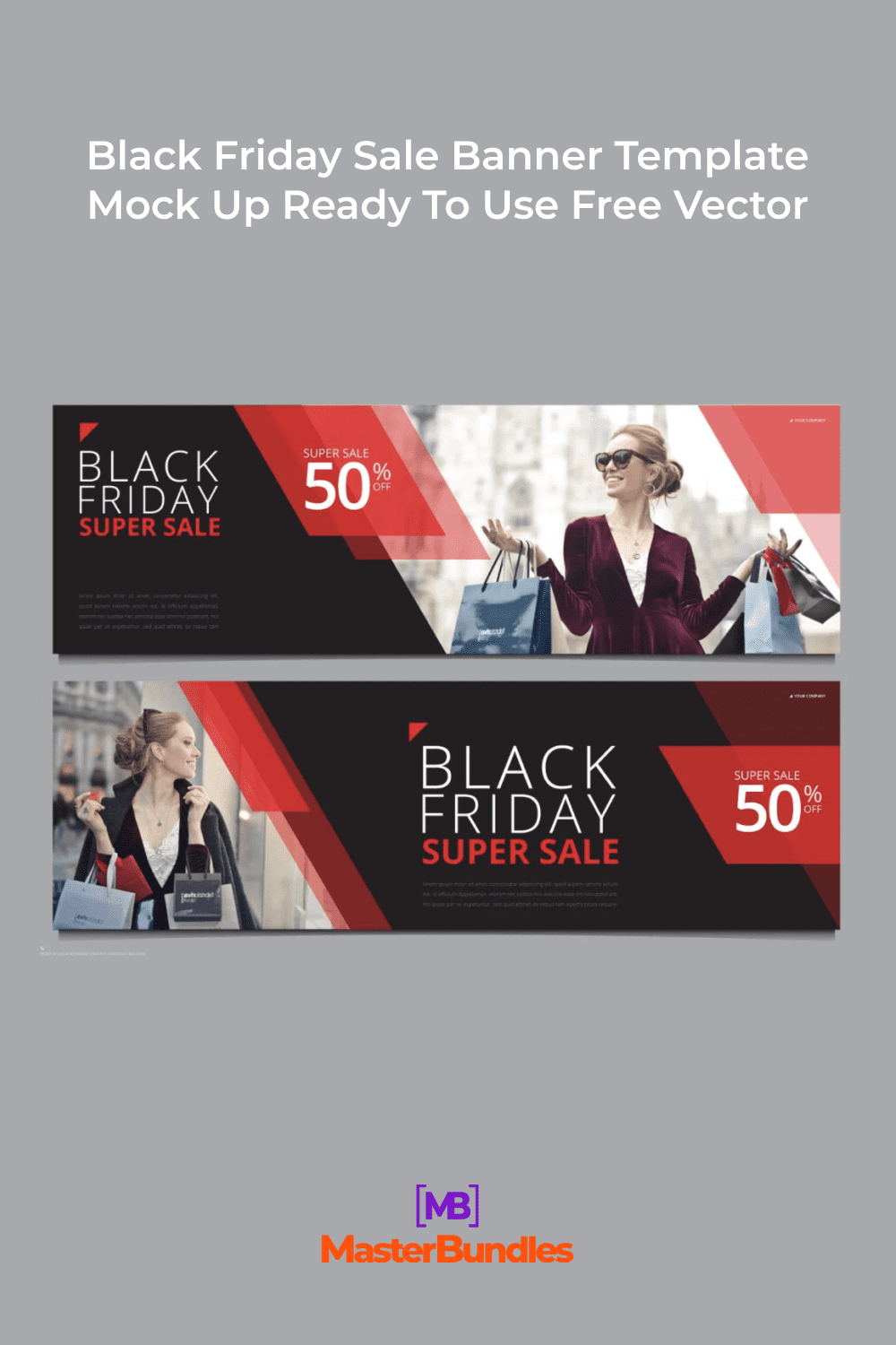 Black Friday Horizontal Banners with a Woman.
