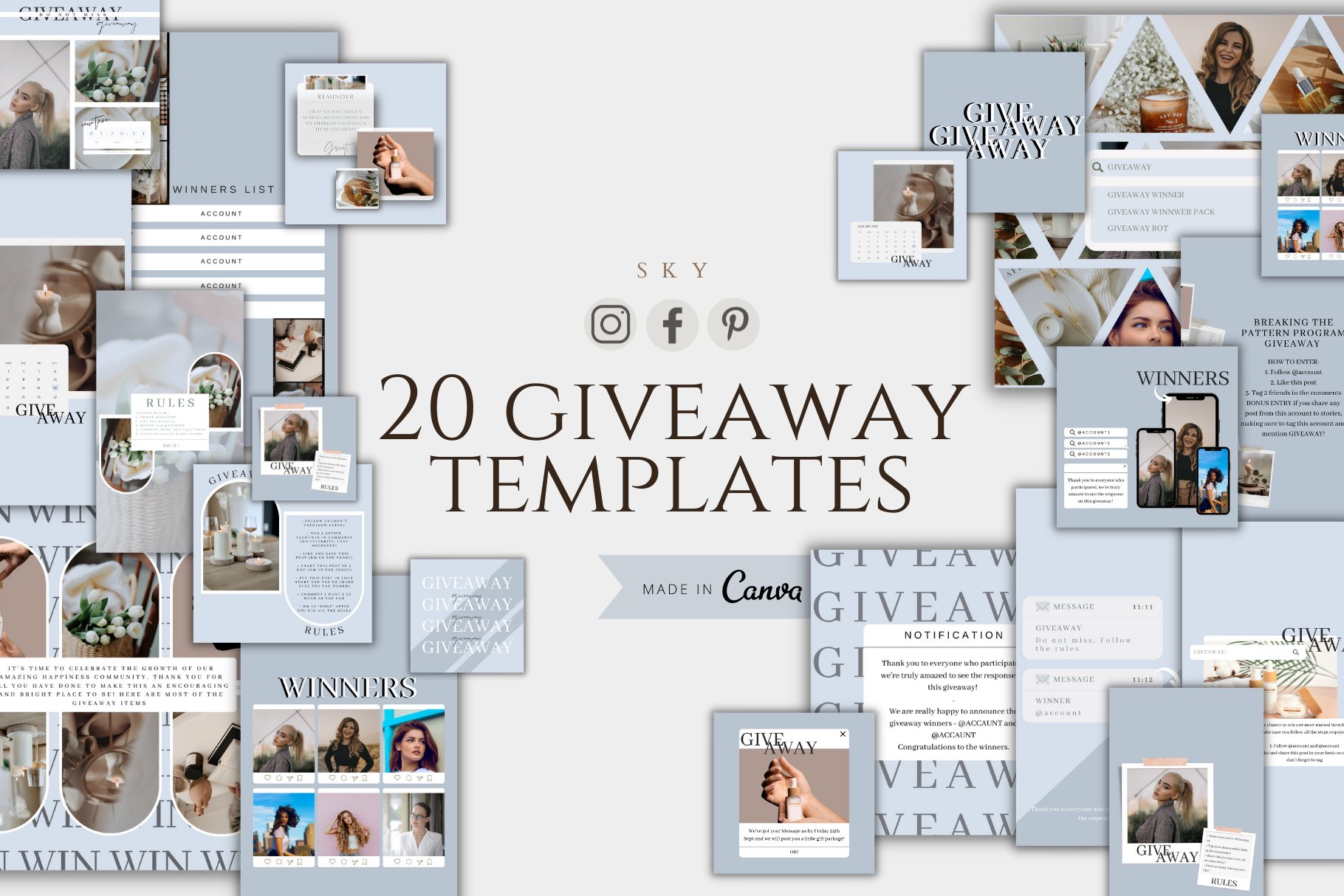 This collection includes twenty giveaway templates.