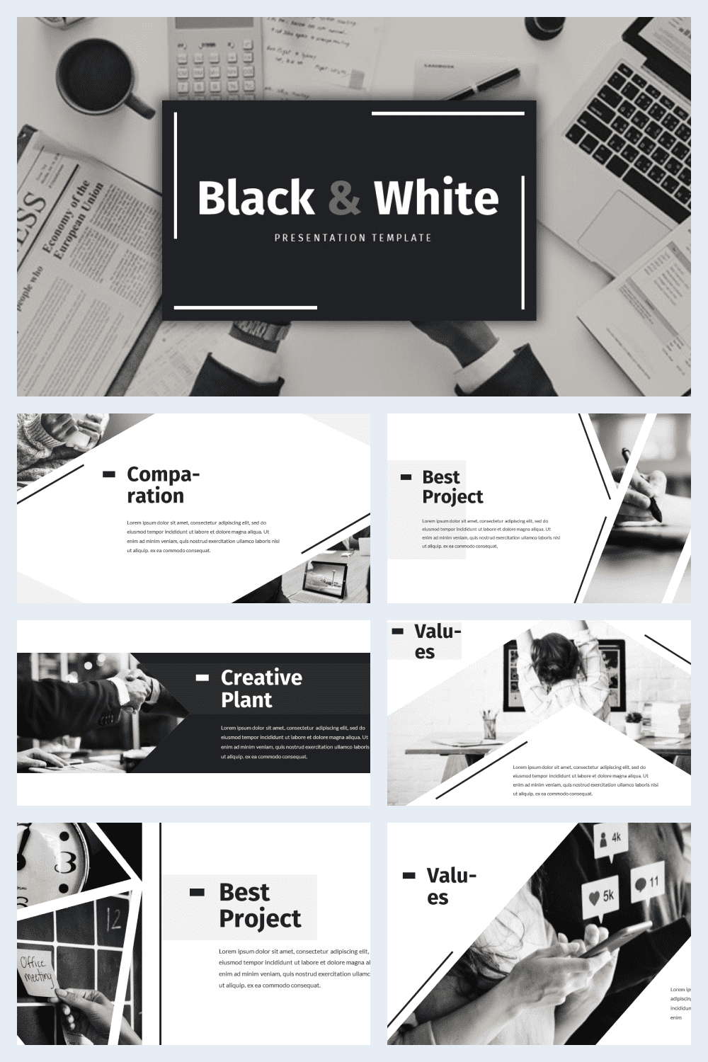 Black & White - business powerpoint template.