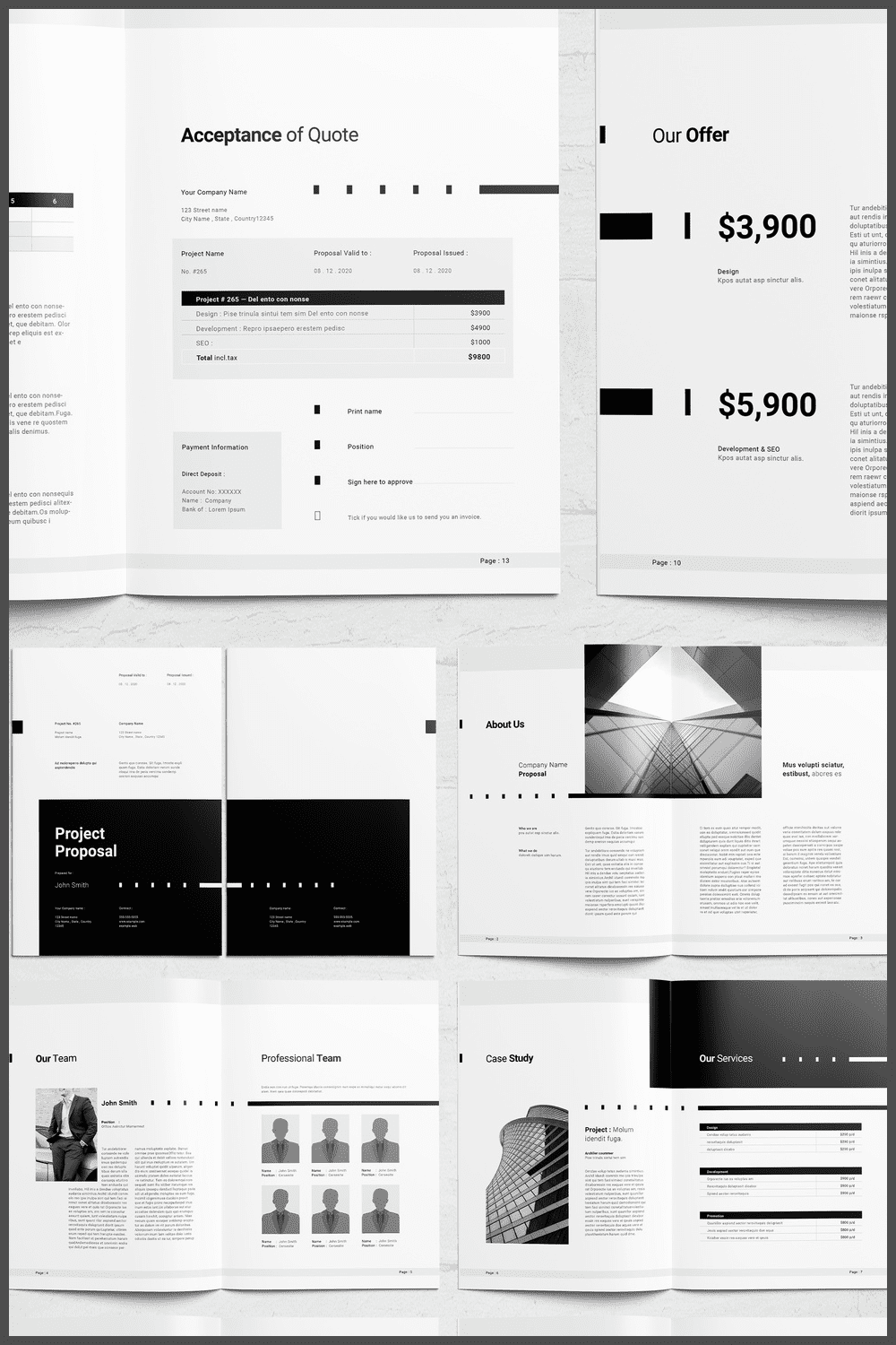 Black and white project proposal.