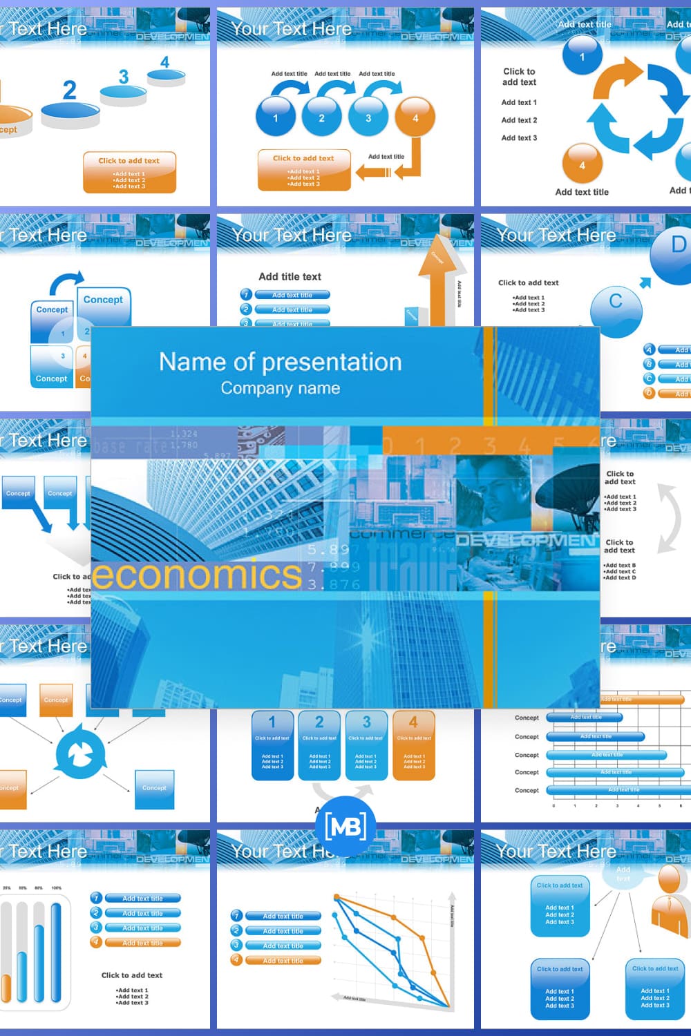 Economics powerpoint template and infographics slides.