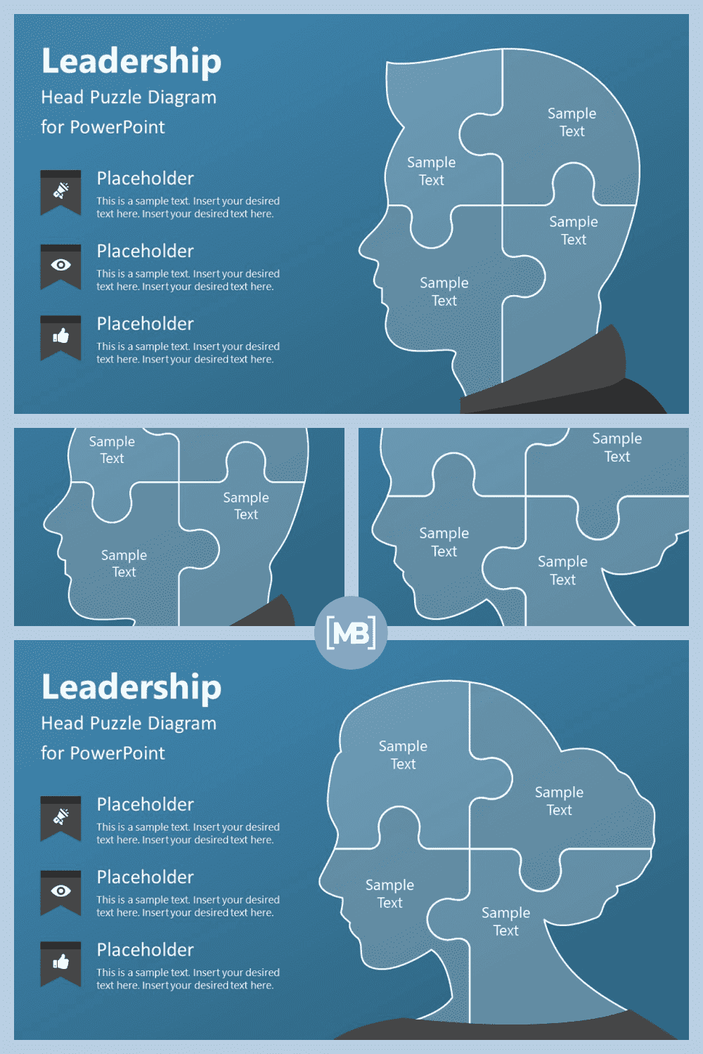 Leadership head diagram template for powerpoint.