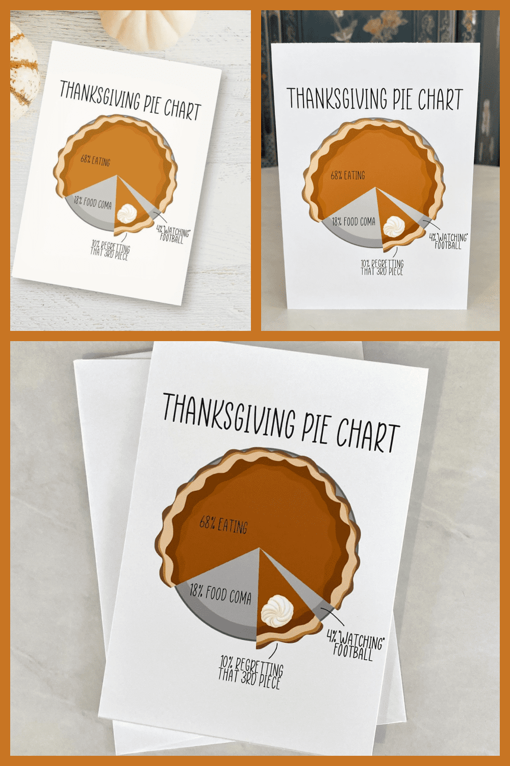 Thanksgiving pie chart card.