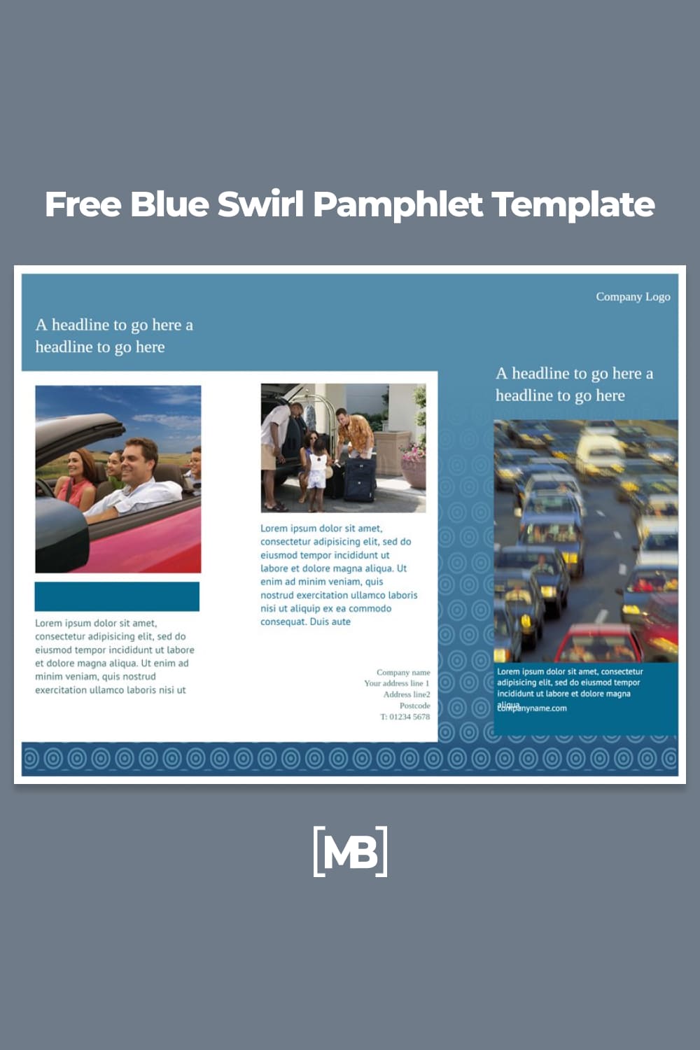 Blue swirl pamphlet template.