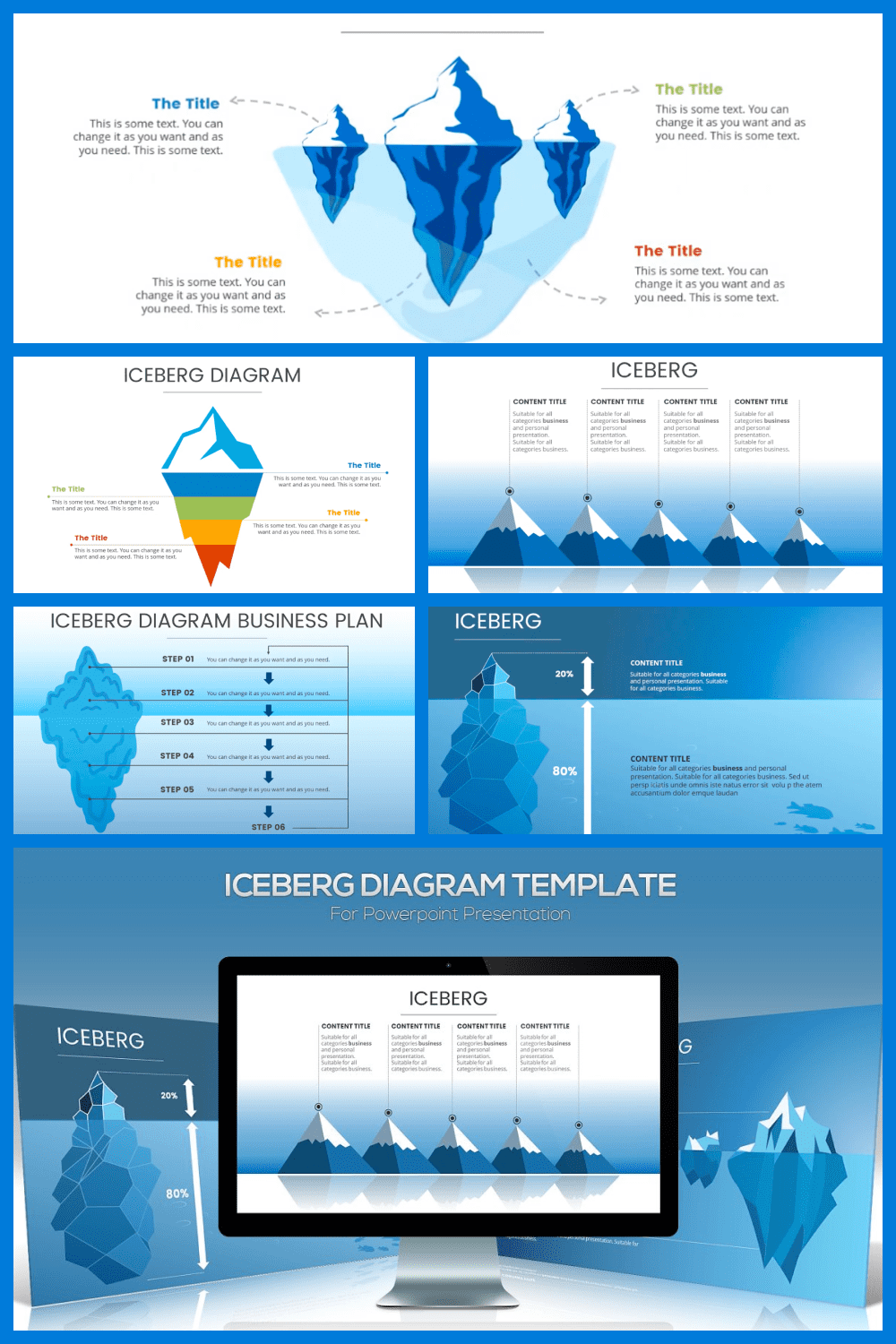 Iceberg diagram powerpoint template.